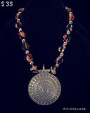 Fabric Bead Necklace & Pendant