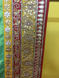 Sea Green, Red & Yellow Sari
