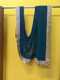 Blue Silver Sari