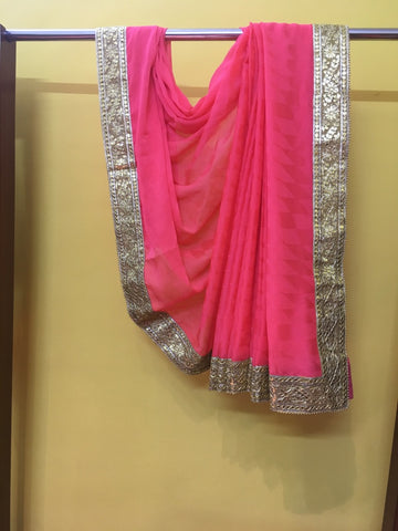 Salmon Gold Sari