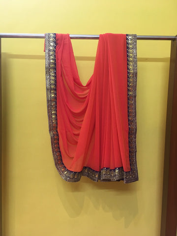 Orange Purple Sari