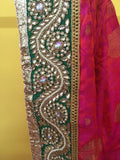 Fuscia Green Gold Sari