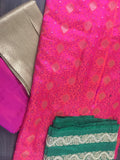 Fuscia Green Gold Sari