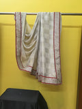 Cream Black Red Sari