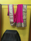 Fuscia Purple Gold Silver Sari