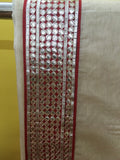 Cream Gold Red Sari