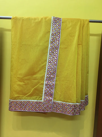 Yellow Fuscia Sari