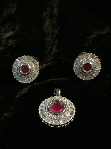 CZ Pendant & Earrings Set