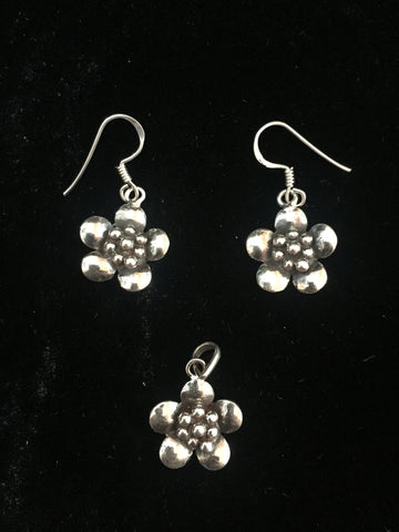 Silver Pendant & Earrings