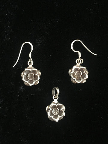 Silver Pendant & Earrings