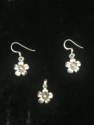 Silver Pendant & Earrings