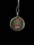 Hand Painted Silver Pendant 3/4"