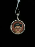 Hand Painted Silver Pendant 3/4"