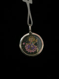 Hand Painted Silver Pendant 3/4"