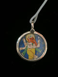 Hand Painted Silver Pendant 3/4"