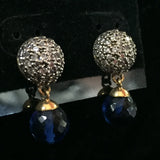 CZ Earrings with Crystal Drop 1"