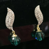 CZ Earrings with Crystal Drop 1"
