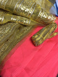 Salmon Gold Sari