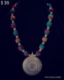 Fabric Bead Necklace & Pendant