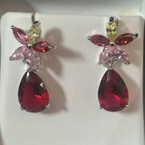 CZ Earrings with Color Drop